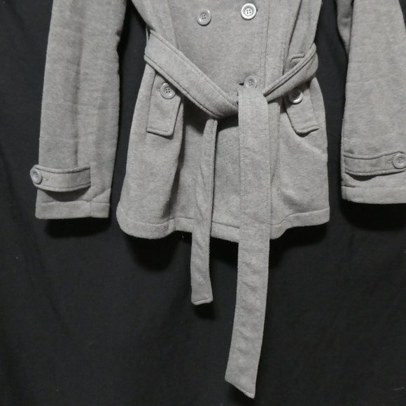 SEDUCTIONS | Grey Button Up Sweat Pea Coat With Matching Belt - Picture 9 of 16